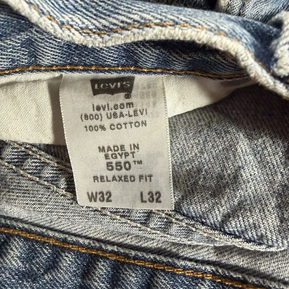 Y2K Levis 550 Distressed Relaxed Fit Jeans Mens 32x32 Light Wash Blue Denim